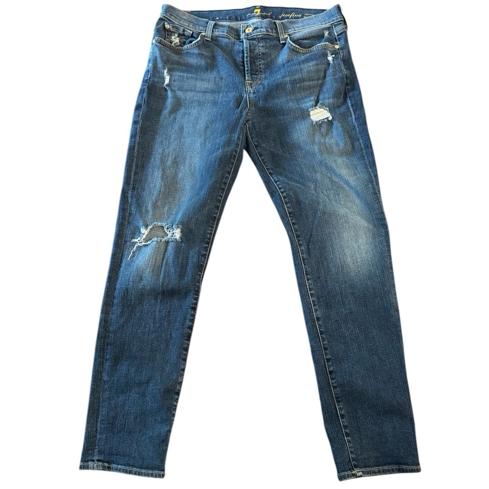 7 For All Mankind Josephine Distressed Skinny Boyfriend Jeans Size 29
